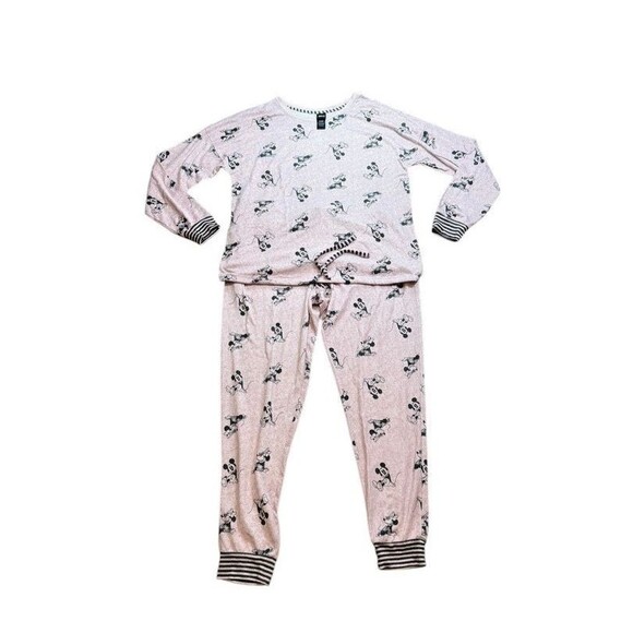 Disney Womens Size Medium Pink Pajama Set Mickey Minnie Mouse Costco - Soft- PJs - Picture 1 of 10